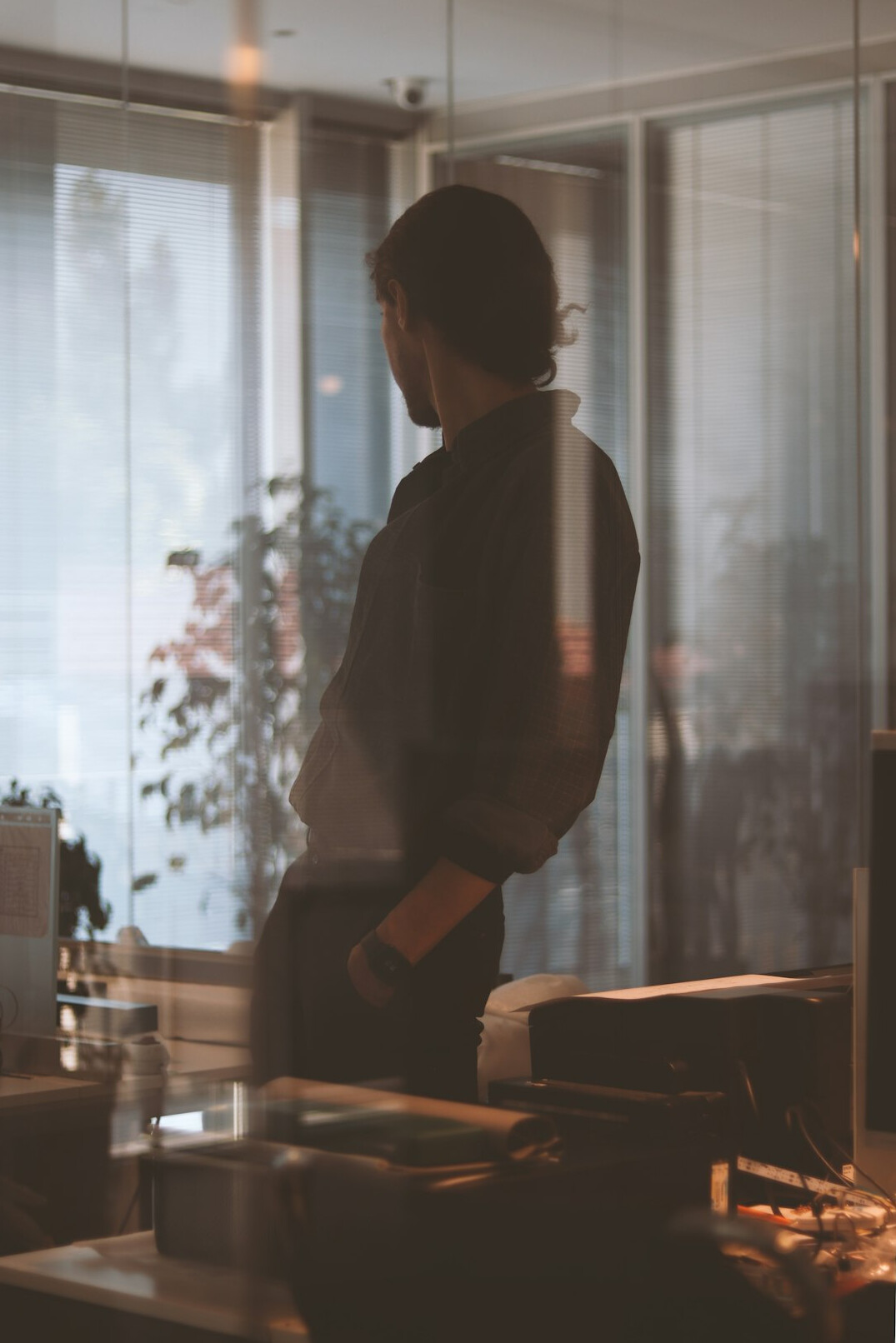 person starting morning routine at office