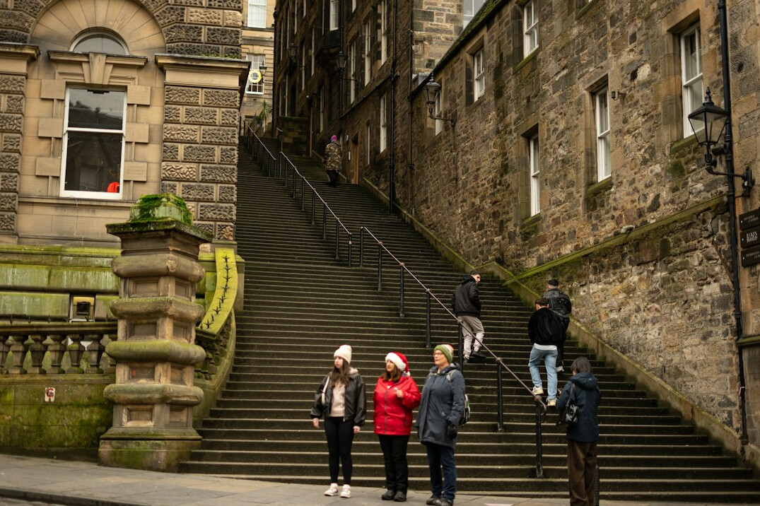 colleague climbing office stairs